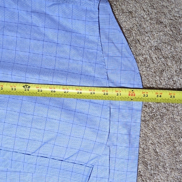 Chaps Light Blue Grid Pattern Dress Shirt, 17, 34-35 - Picture 7 of 7